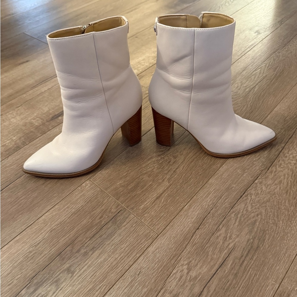 Nine West Elegant White Ankle Booties